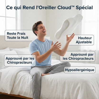 ELLOW™ - oreiller ergonomique breveté doté de 6 zones de sommeil