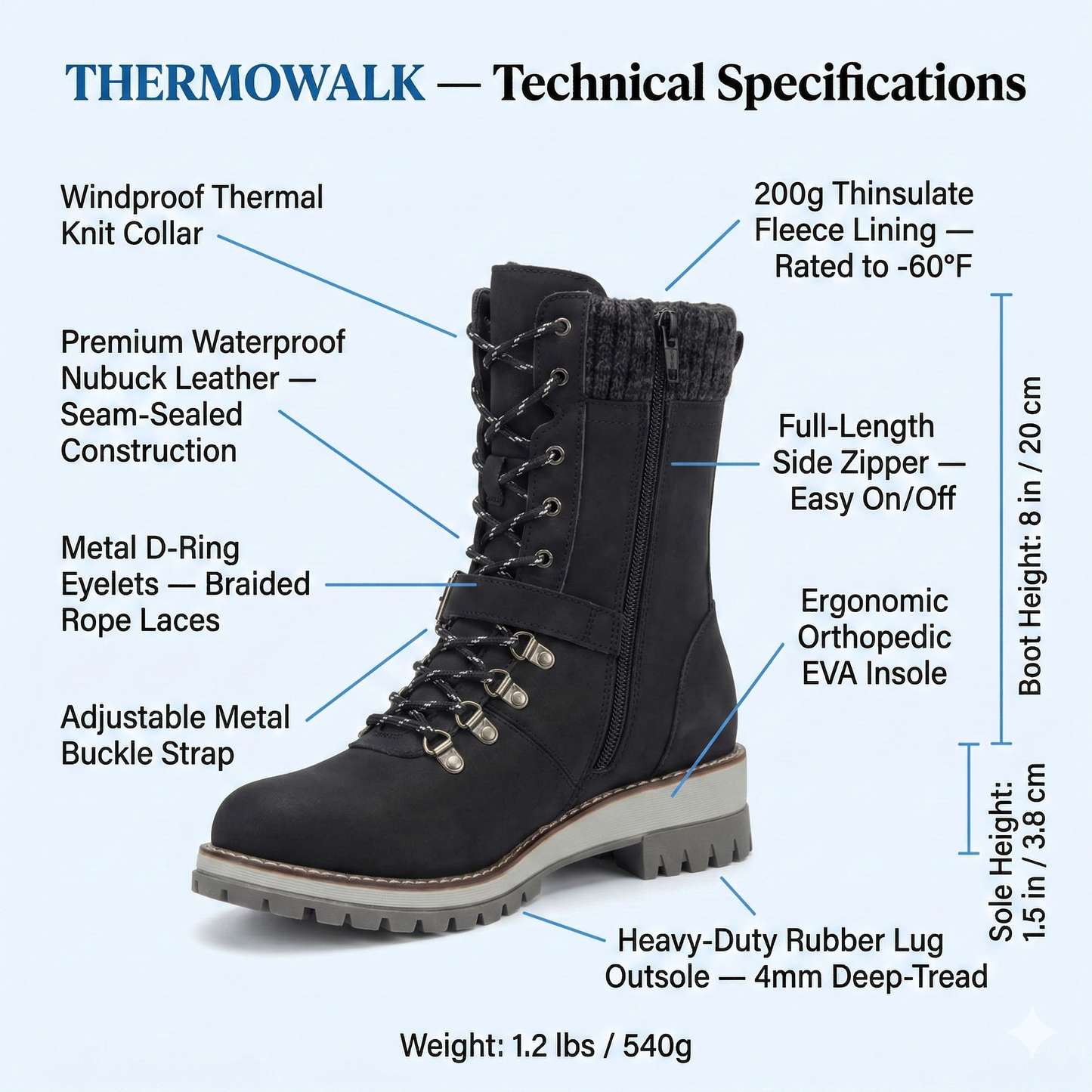 Orthopedic winter boots for women - (down to - 60°F) - ThermoWalk