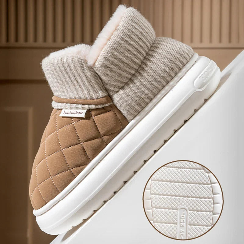 Plush winter slippers with thick non-slip soles - Olaf